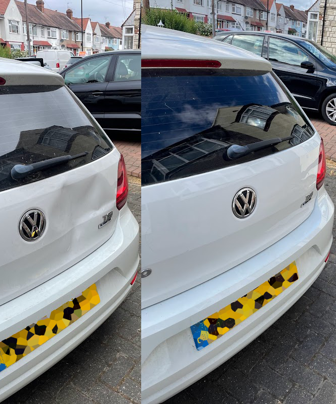 VW Polo dent before and after